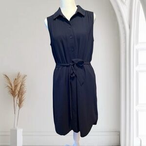 LOFT Black Button-Down Midi Dress